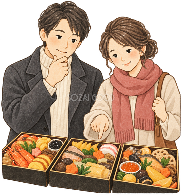 おせちを選ぶ夫婦