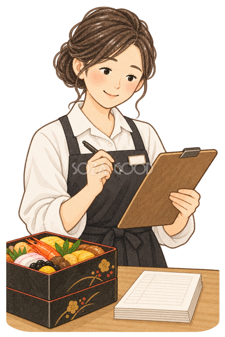 予約日程を確認する店員