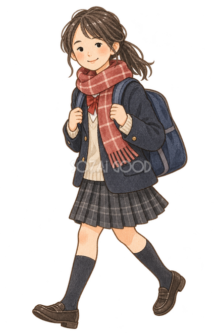 登校する女の子 登校する女の子