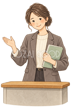 教室で話す先生の水彩イラスト｜3学期始業式の無料素材 106565