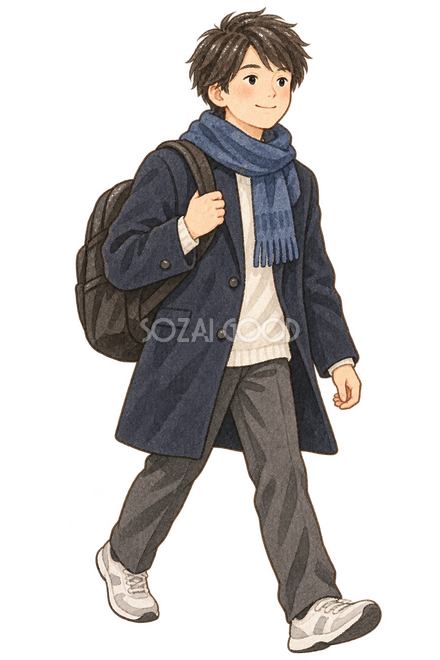 試験会場へ向かう男子学生