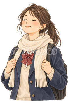 試験前に深呼吸する学生の水彩イラスト｜大学入学共通テストの無料素材 106571