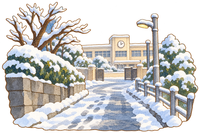 冬の朝の通学路 冬の朝の通学路