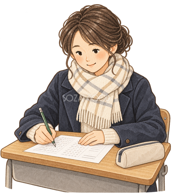 試験に取り組む学生