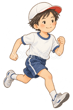 走る男の子の水彩イラスト｜持久走大会の無料素材 106584
