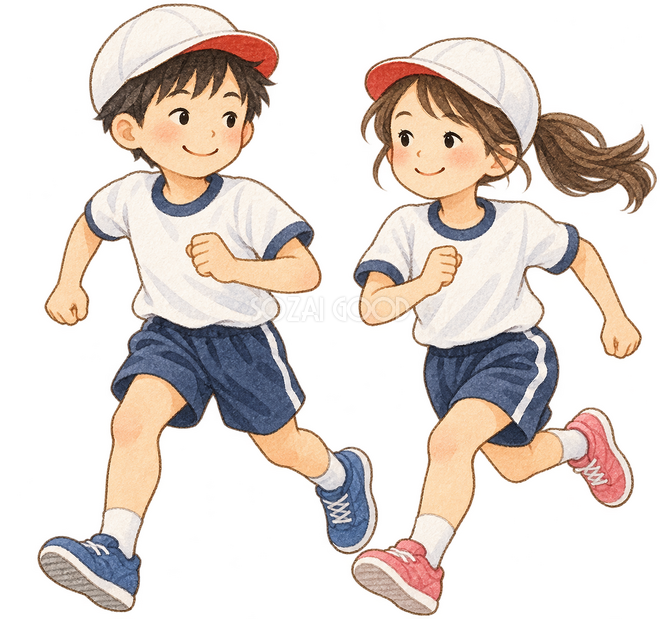 並んで走る子ども二人