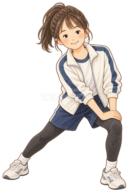 準備運動する女の子 準備運動する女の子