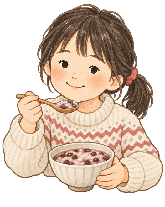 小豆粥を食べる子ども 小豆粥を食べる子ども