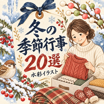 冬の季節行事20選｜冬支度・雪・小正月の無料水彩イラスト素材 106632