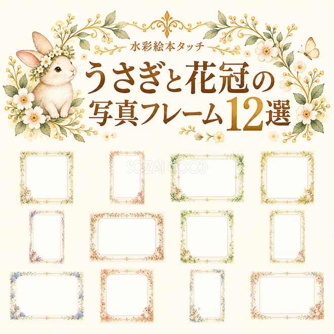 うさぎと花冠の写真フレーム12選