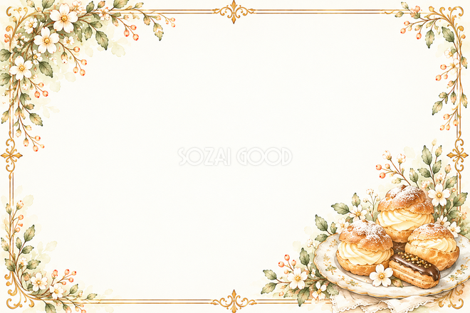 シュークリームと小花枠