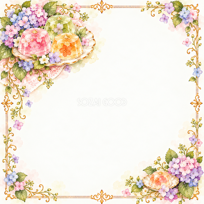 紫陽花と夏のゼリー枠
