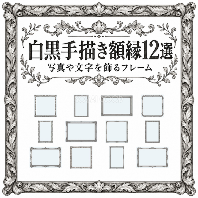 白黒手描き額縁12選 白黒手描き額縁12選