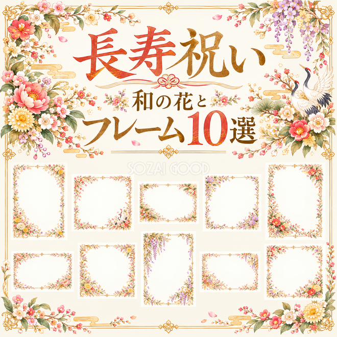 和の花と長寿祝いフレーム10選 和の花と長寿祝いフレーム10選