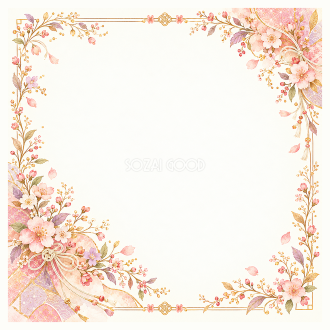 桃色の花束のお祝い枠 桃色の花束のお祝い枠