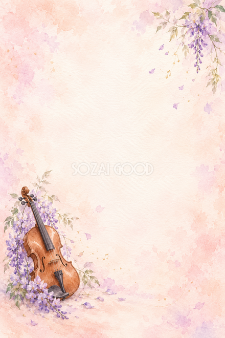 ヴィオラと藤色の花の背景 ヴィオラと藤色の花の背景
