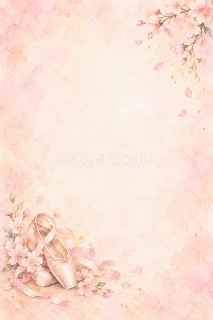 トウシューズと桜の背景 トウシューズと桜の背景