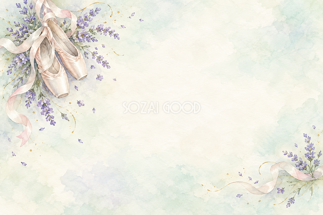 トウシューズとラベンダーの背景 トウシューズとラベンダーの背景