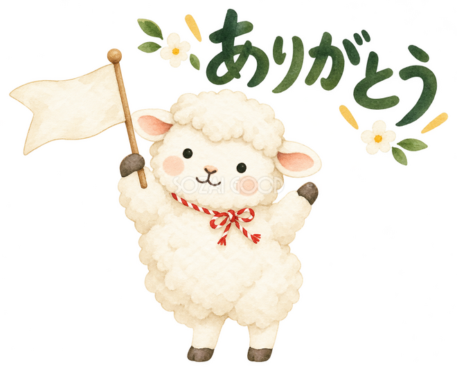 小さな旗を振ってありがとう
