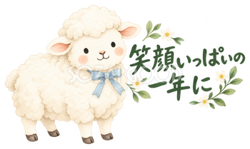 横からふり返ってこんにちはの羊｜かわいい無料イラスト素材 107570