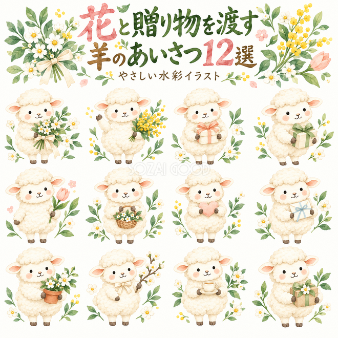 花と贈り物を渡す羊のあいさつ12選 花と贈り物を渡す羊のあいさつ12選