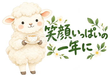 小さなお茶の贈り物の羊｜かわいい無料イラスト素材 107583