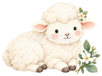 小さく丸まって休む羊｜かわいい無料イラスト素材 107612