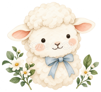 顔をのぞかせる羊｜かわいい無料イラスト素材 107615