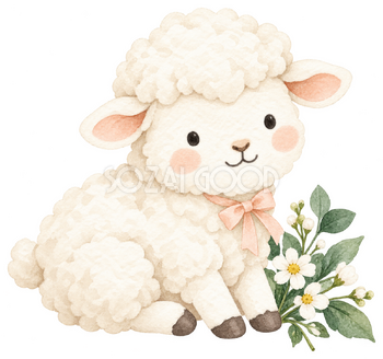 小さなしっぽが見える羊｜かわいい無料イラスト素材 107622