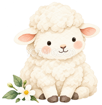 ころんと丸い子羊｜かわいい無料イラスト素材 107623