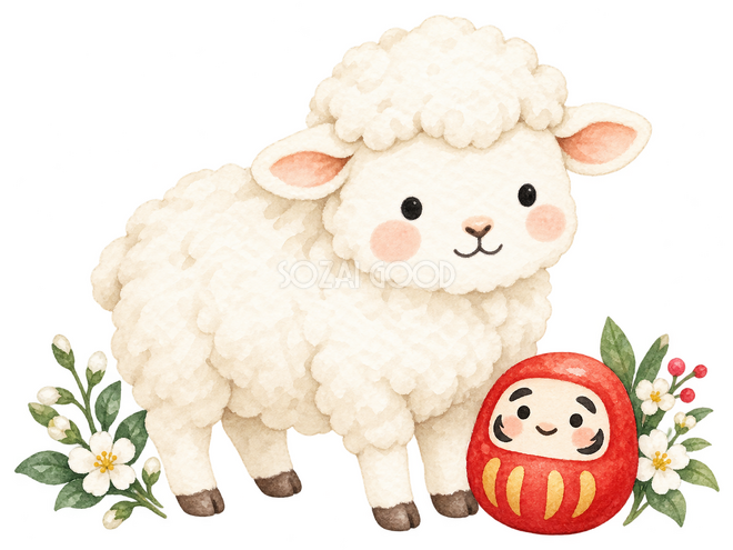 赤いだるまと羊 赤いだるまと羊