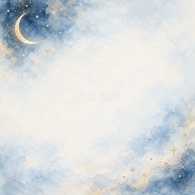 細い月と星のしずくの背景