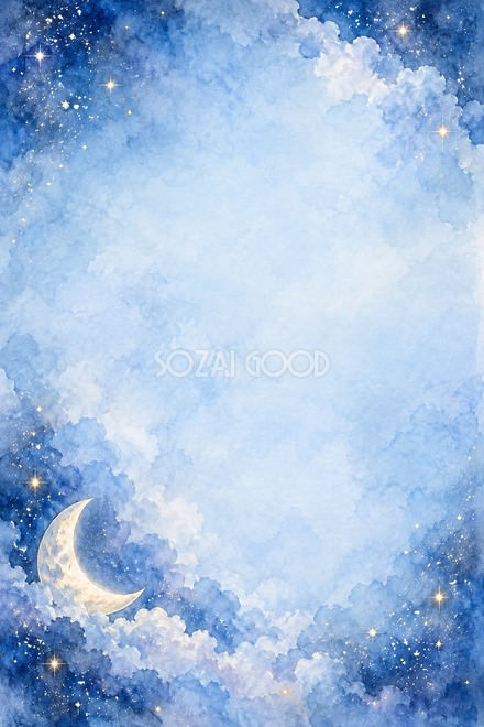 水色の星空と淡い雲の背景 水色の星空と淡い雲の背景