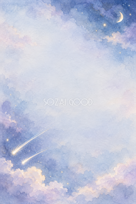 流れ星と淡い雲の背景