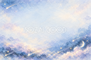 斜めに流れる星の光の横長背景｜月・星の無料イラスト素材 107675