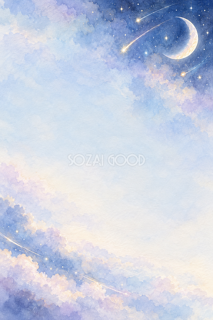 三日月と流れ星の背景