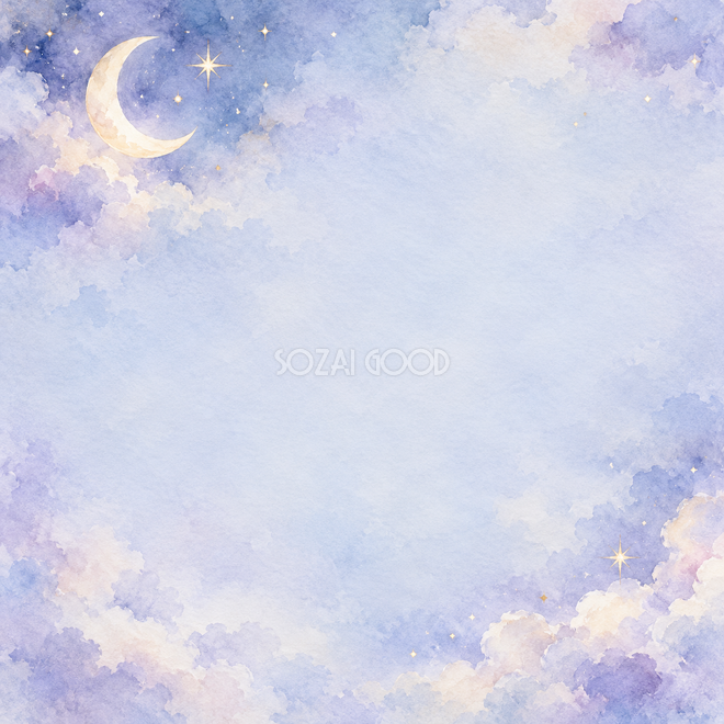 月と小さな星と雲の背景