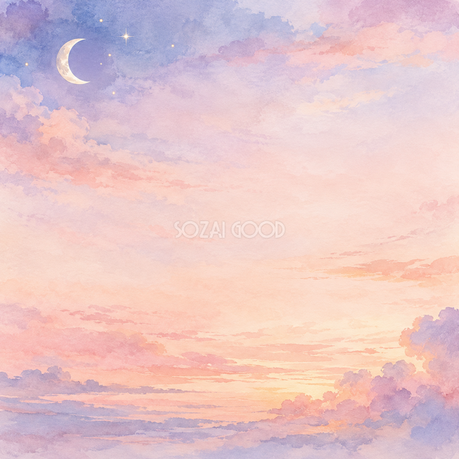 薄紫から桃色の空の背景 薄紫から桃色の空の背景
