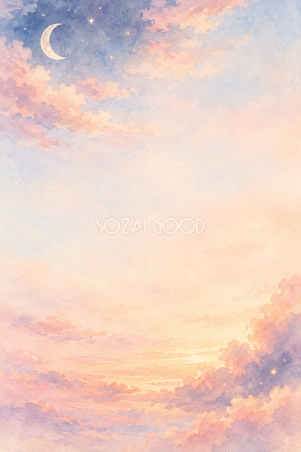 朝焼けの雲と星の背景 朝焼けの雲と星の背景