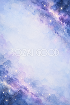 藤色の星雲と小さな星の縦長背景｜月・星の無料イラスト素材 107721