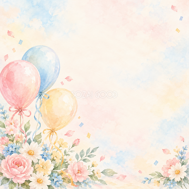 色とりどりの風船と花の背景