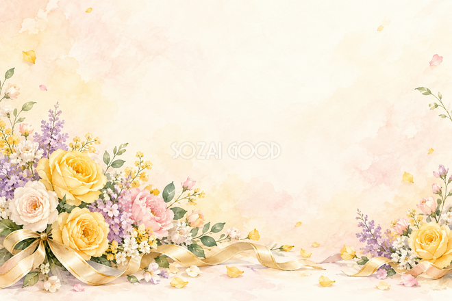 黄色い花束と淡い光の背景 黄色い花束と淡い光の背景