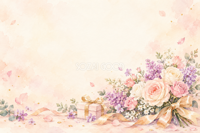 淡い花びらと花束の背景 淡い花びらと花束の背景