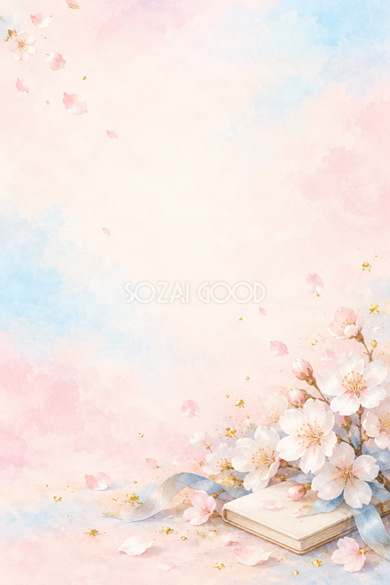 白い桜と金の粒の背景