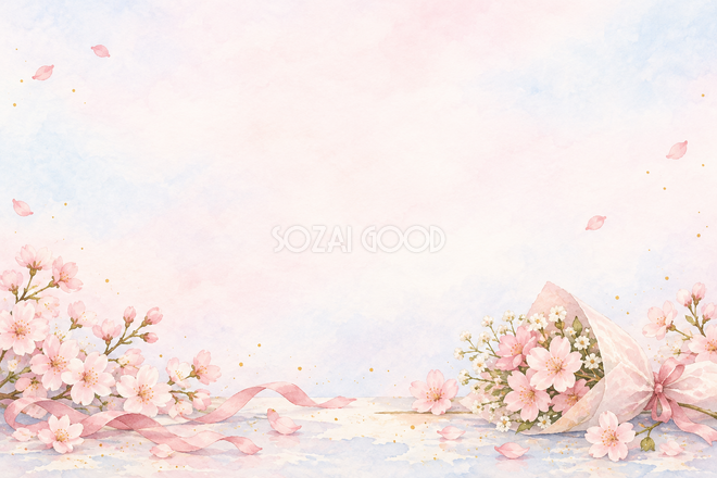 桜と小さな花束の背景