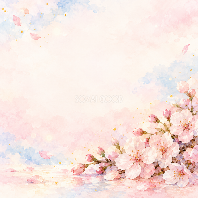 桜の枝と淡い光の背景 桜の枝と淡い光の背景