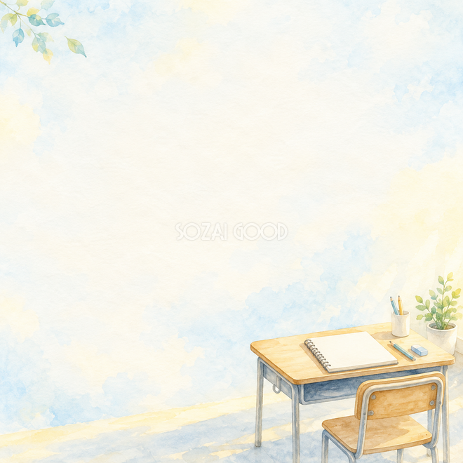 教室の机とノートの背景