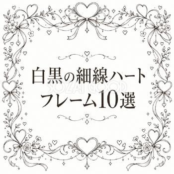 白黒の細線ハートフレーム10選｜おしゃれな無料イラスト素材 108860