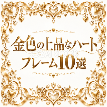 金色の上品なハートフレーム10選｜おしゃれな無料イラスト素材 108871