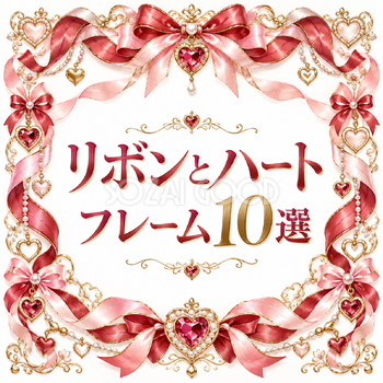 リボンとハートフレーム10選｜おしゃれな無料イラスト素材 108882